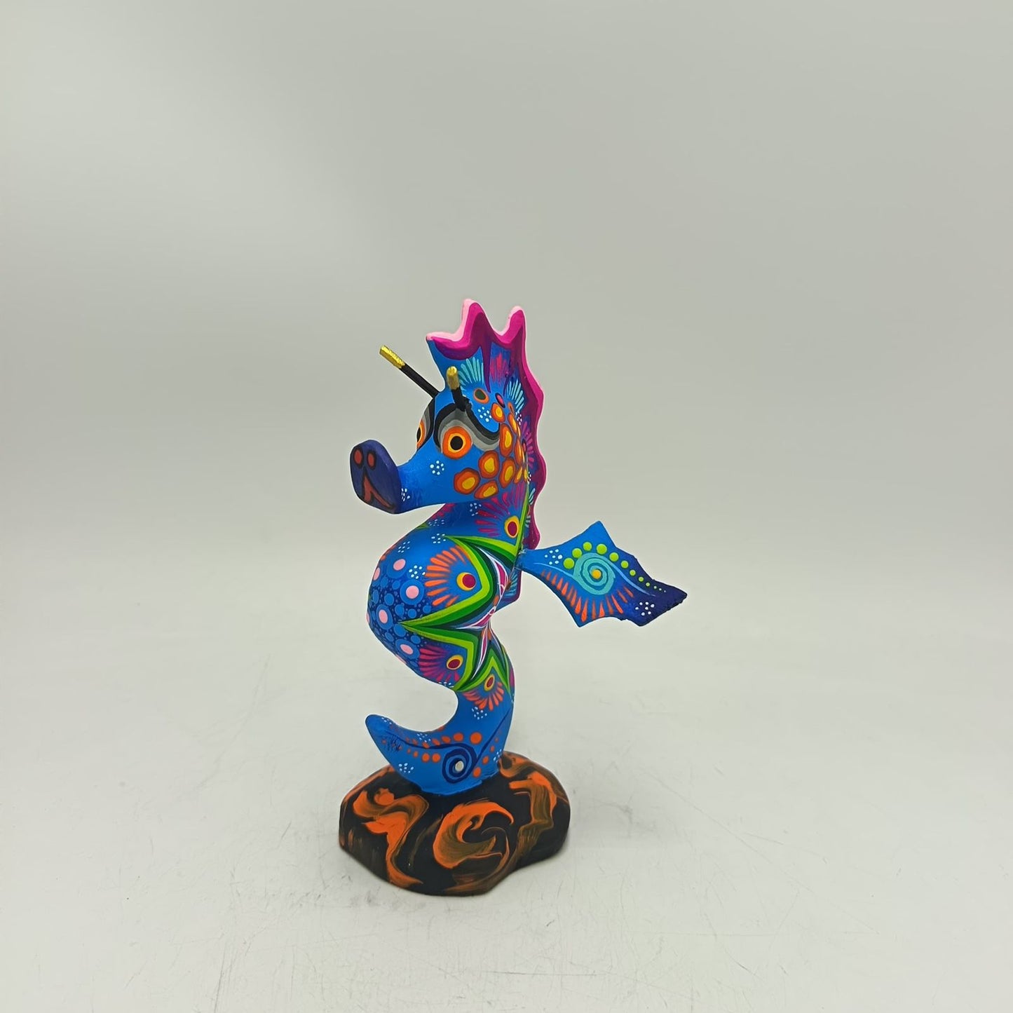 Oaxacan Wood Carving Hand Made Sea Horse By Estudio 2403 PP9133