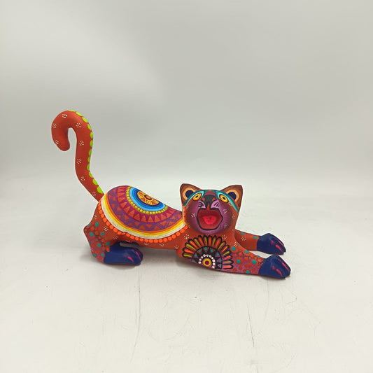 Oaxacan Wood Carving Hand Made Cat By Estudio 2403 PP9144
