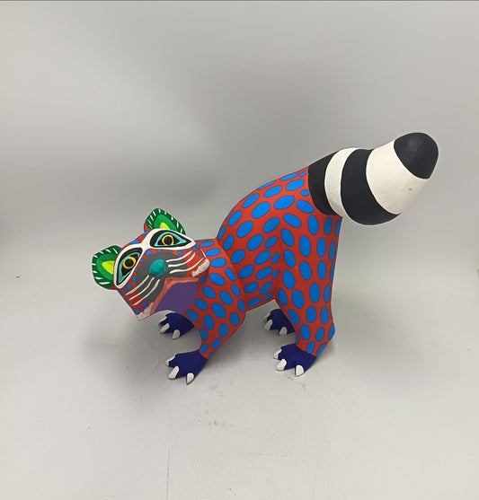 Oaxacan Wood Carving Hand Made, Racoon By Armando Jimenez  PP9153