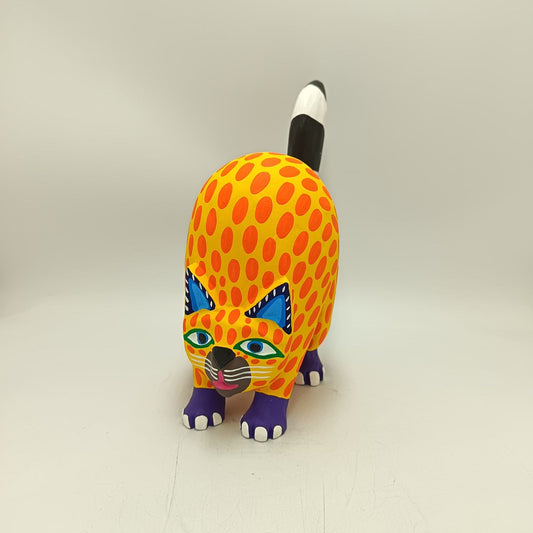 Oaxacan Wood Carving Hand Made, Cat By Armando Jimenez  PP9161