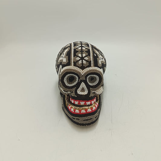 Huichol Hand Beaded Human Skull By Mayola Villa Lopez PP9162 Oaxaca