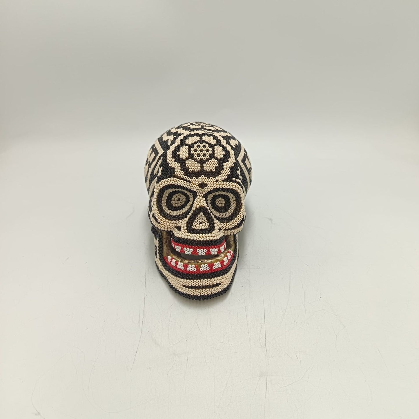Huichol Hand Beaded Human Skull By Mayola Villa Lopez PP9164