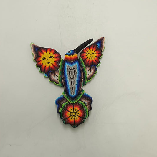 Mexican Huichol Hand Beaded Hummingbird By Mayola Villa Lopez PP9168