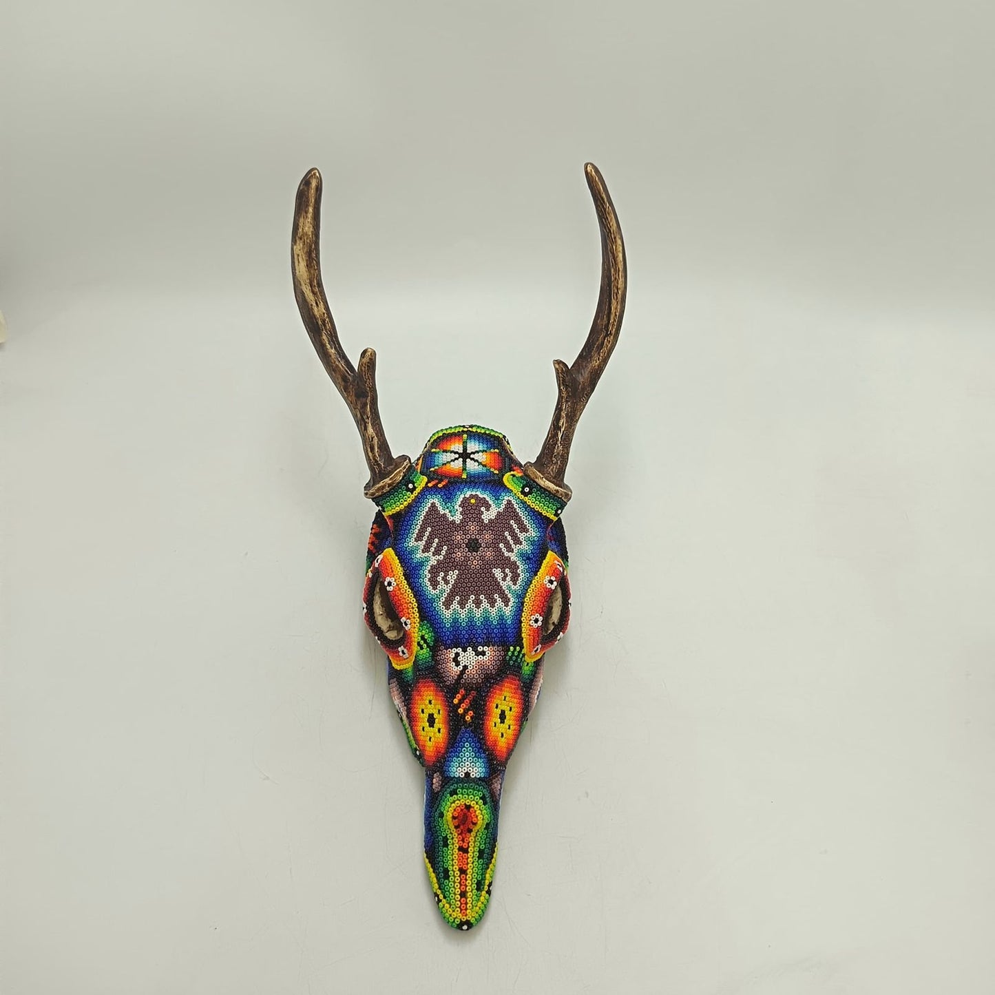 Huichol Indian Cast Resin Deer Skull Beaded By Mayola Villa Lopez PP9178