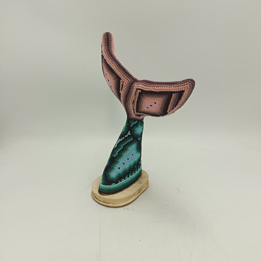 Mexican Folk Art Huichol Beaded Whale Tail By Mayola Villa Lopez PP9182