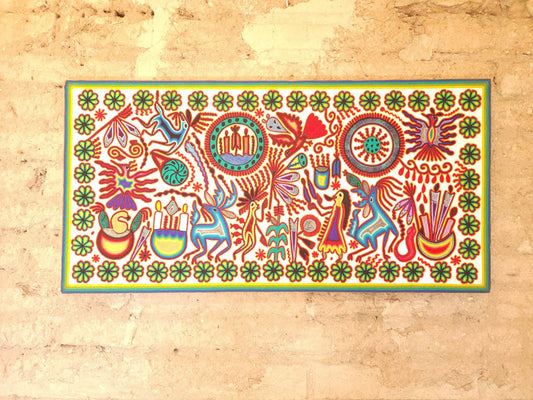 Mexican Folk Art Huichol Yarn Painting by Cooperativa Zitacua PP9206