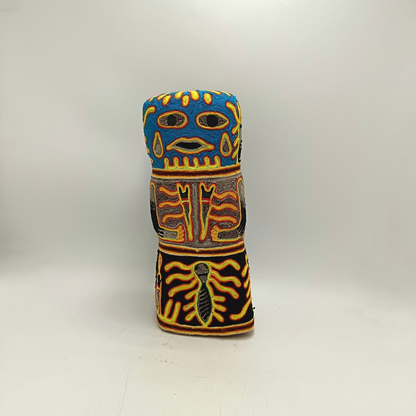 Huichol Indian Mexican Folk Art Yarn Painting Grandma Nature by Silverio Gonzalez Rios PP9209