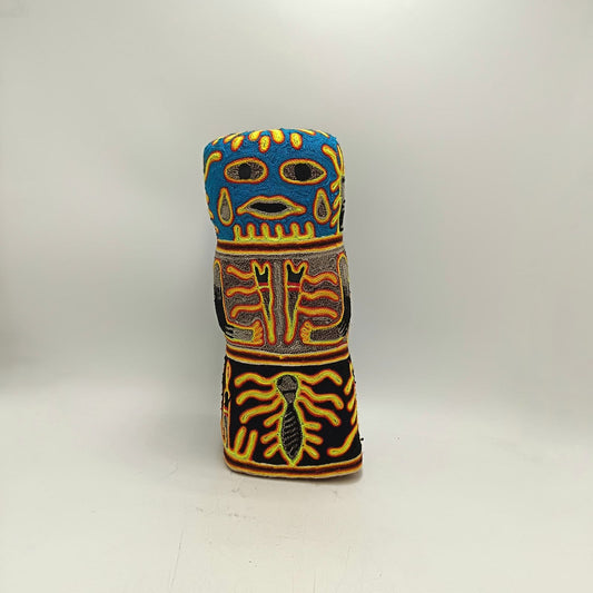 Huichol Indian Mexican Folk Art Yarn Painting Grandma Nature by Silverio Gonzalez Rios PP9209