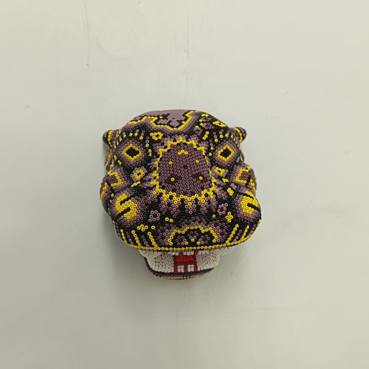 Huichol Mexican Hand Beaded Jaguar Head By Isandro Villa Lopez PP9213