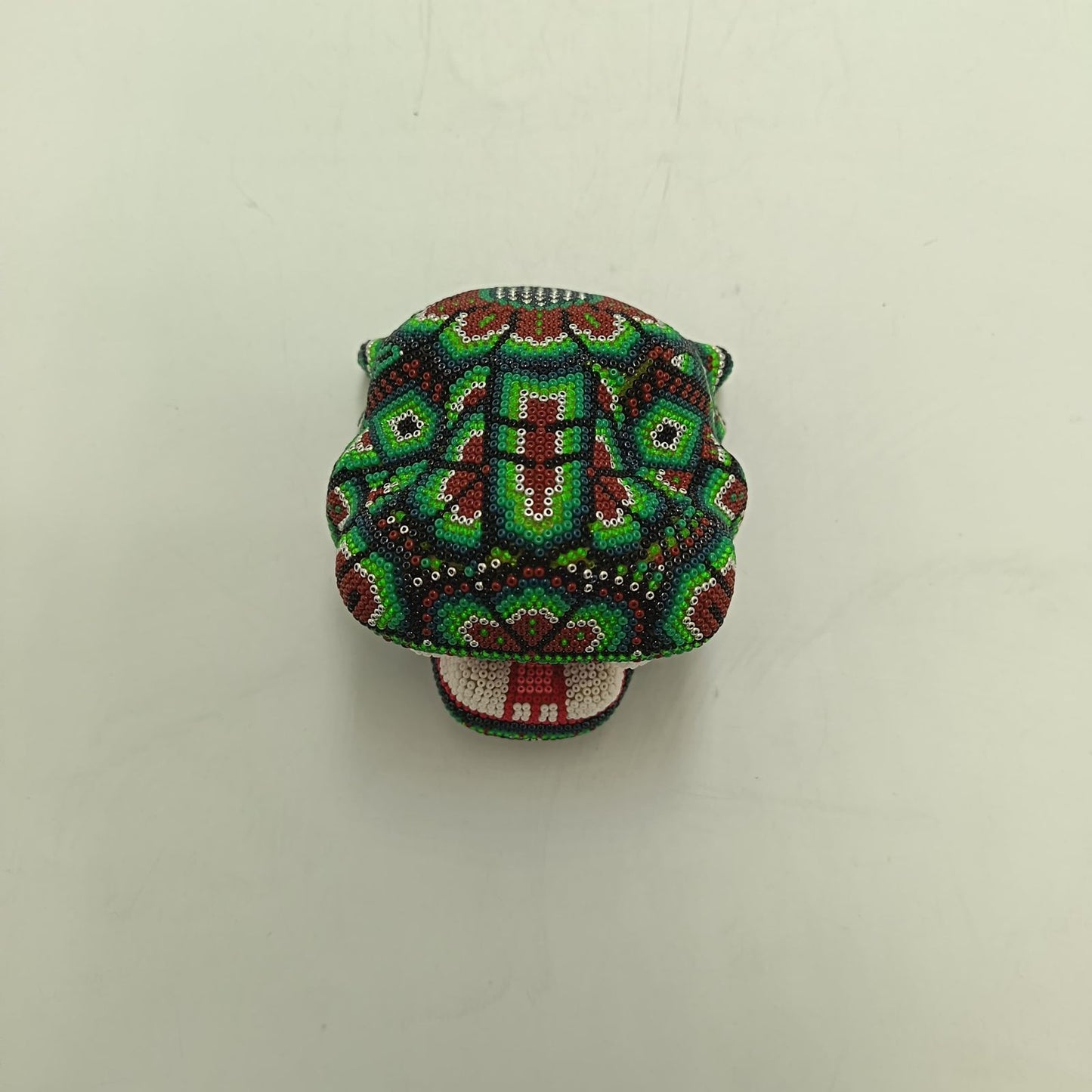 Huichol Mexican Hand Beaded Jaguar Head By Isandro Villa Lopez PP9214