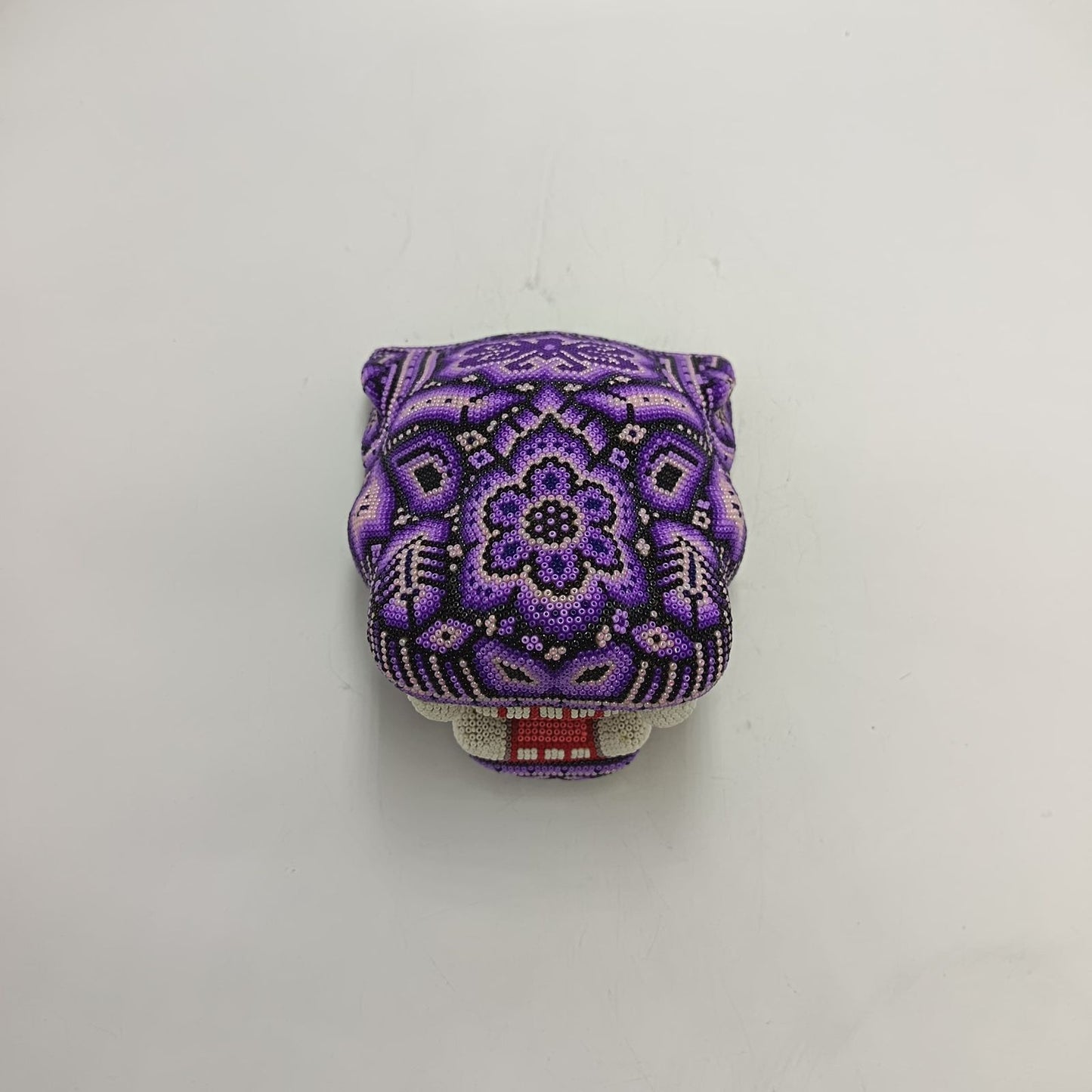 Huichol Mexican Hand Beaded Jaguar Head By Isandro Villa Lopez PP9216