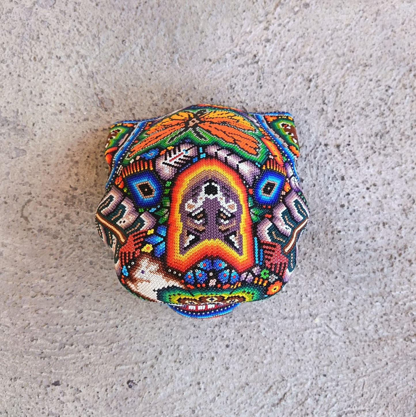 Huichol Mexican Hand Beaded Jaguar Head By Isandro Villa Lopez PP9218