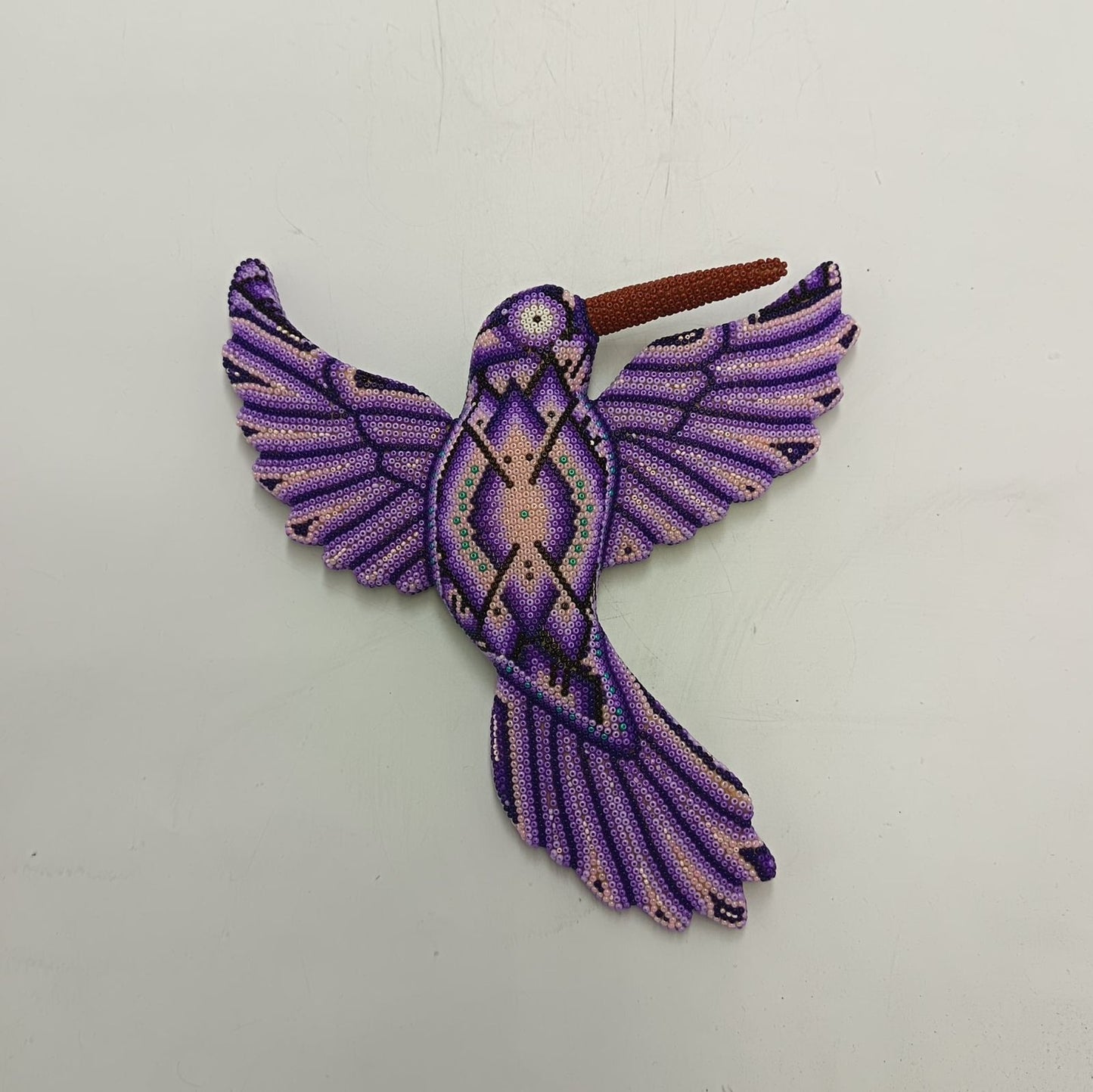 Mexican Huichol Hand Beaded Hummingbird By Isandro Villa Lopez PP9223
