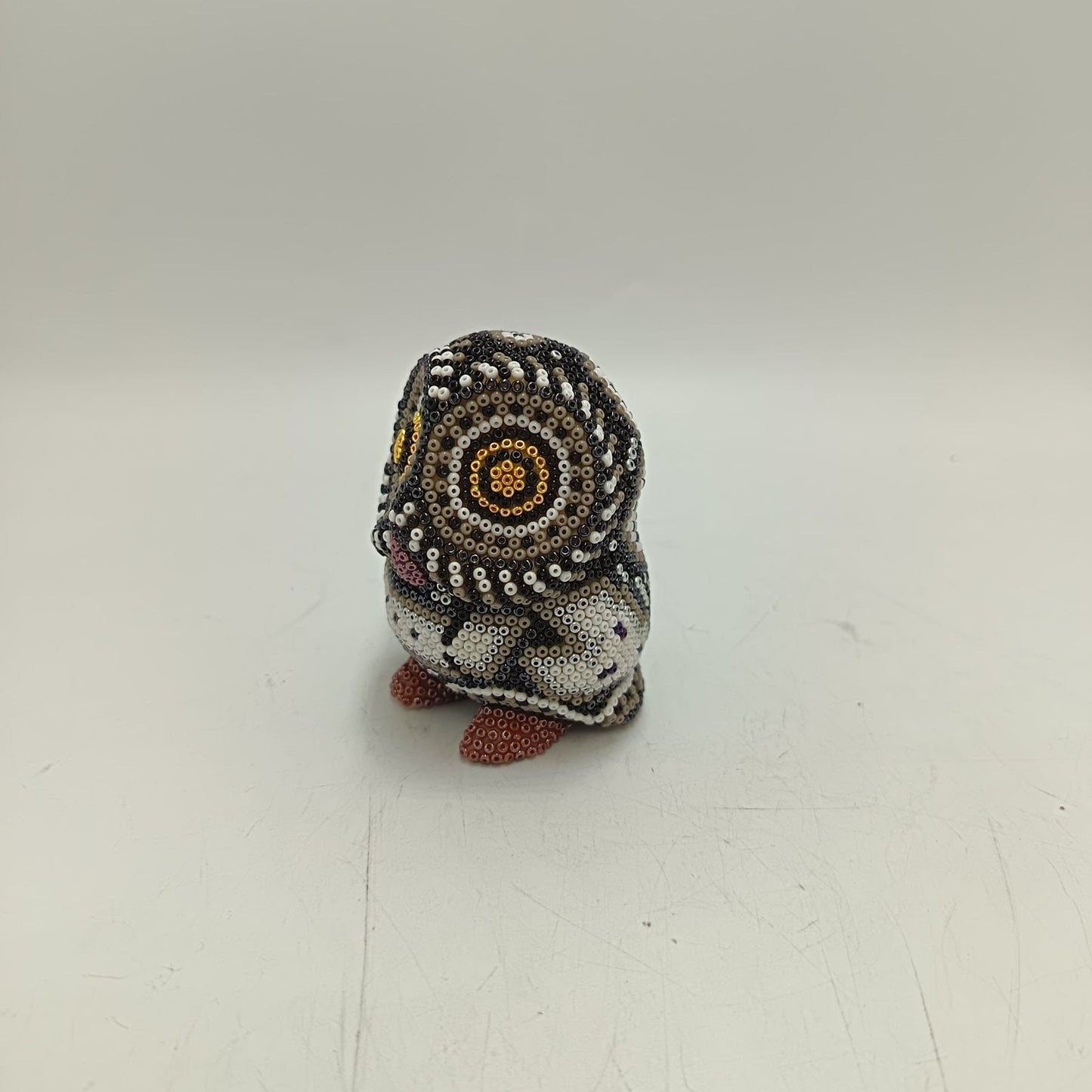 Mexican Huichol Hand Beaded Art, Owl By Isandro Villa Lopez PP9231