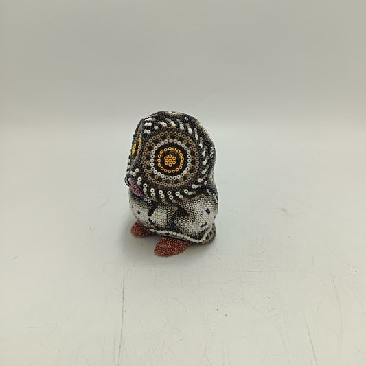 Mexican Huichol Hand Beaded Art, Owl By Isandro Villa Lopez PP9231