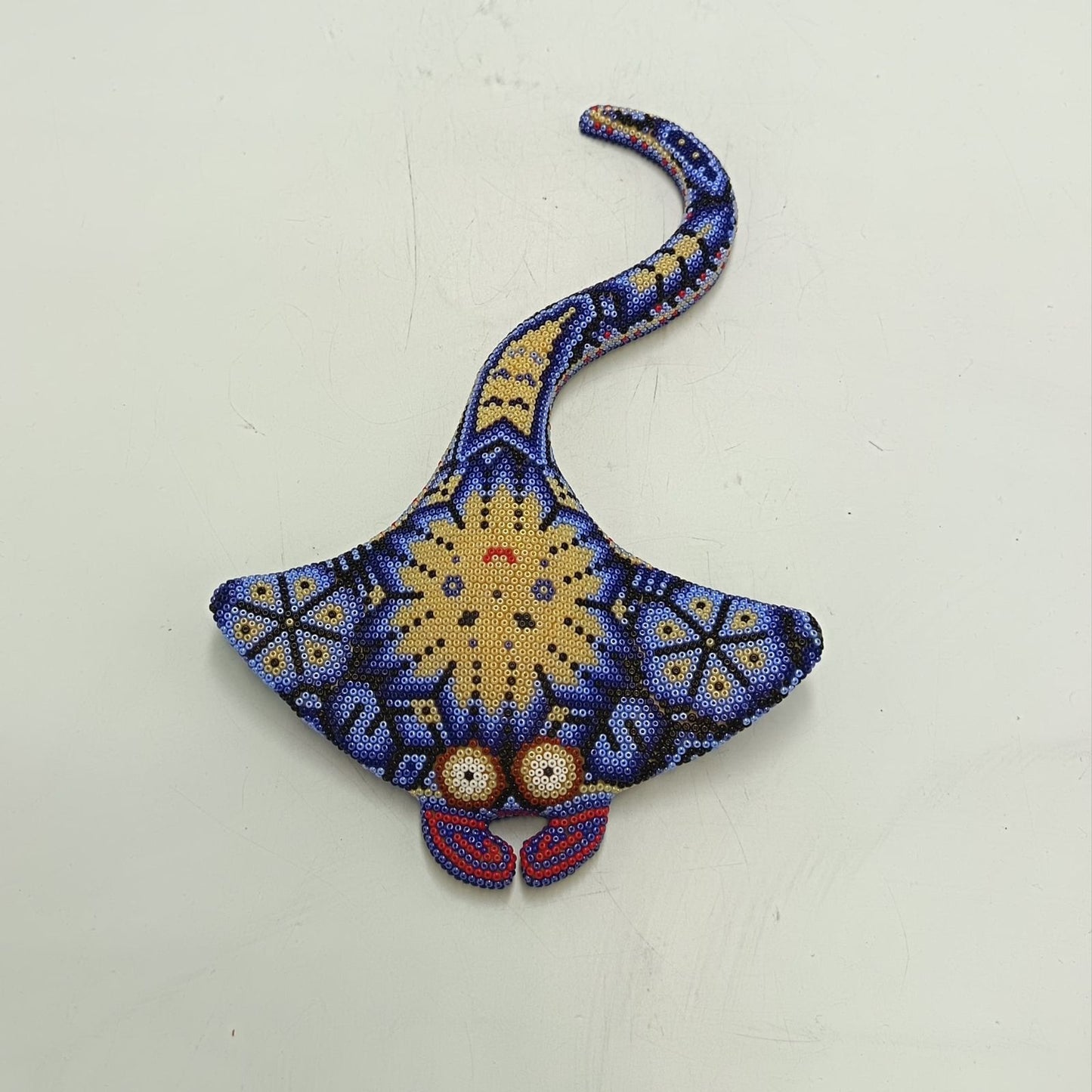 Mexican Huichol Hand Beaded Art, Stingray By Isandro Villa Lopez PP9235