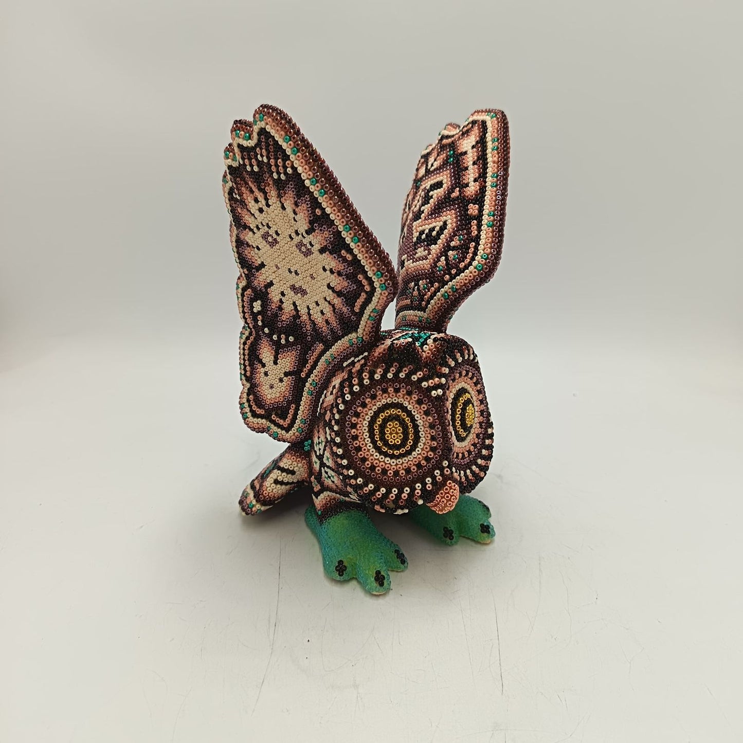 Mexican Huichol Hand Beaded Art, Owl By Isandro Villa Lopez PP9240