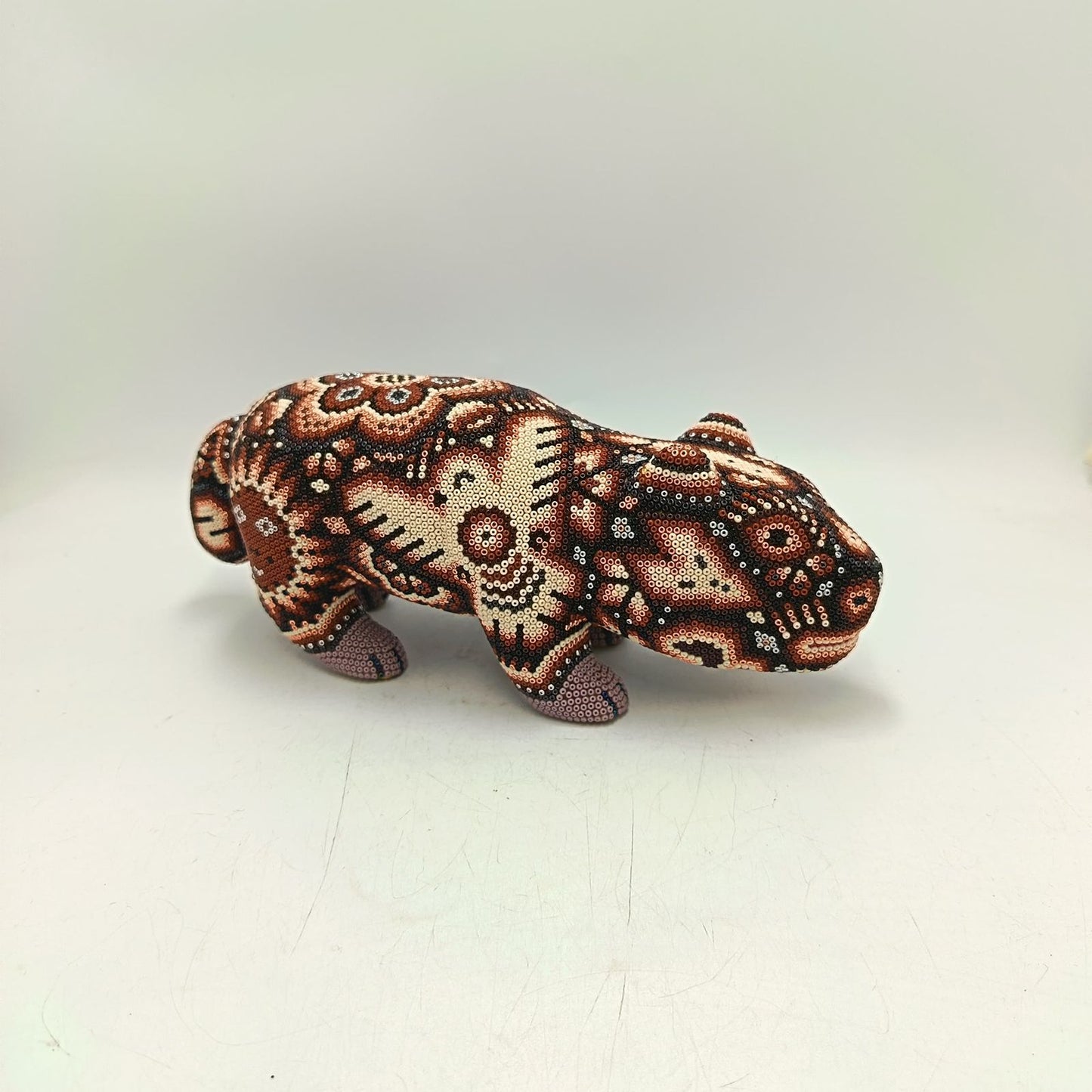 Mexican Huichol Hand Beaded Art, Capybara By Isandro Villa Lopez PP9242