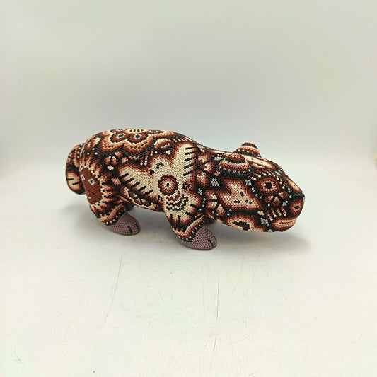 Mexican Huichol Hand Beaded Art, Capybara By Isandro Villa Lopez PP9242