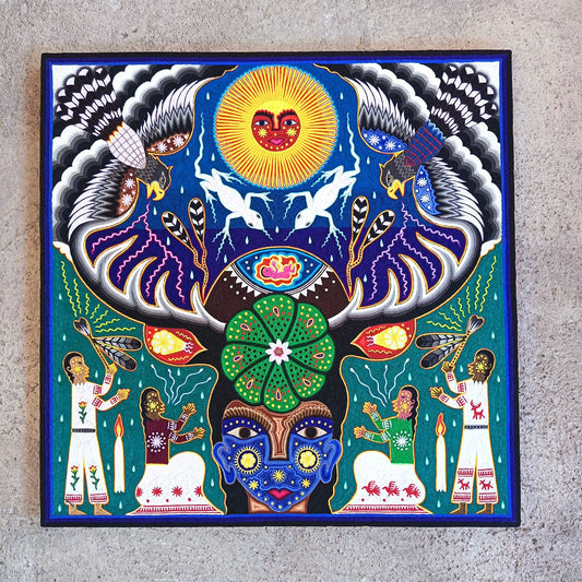 Huichol Indian Yarn Painting by Samuel Hernandez PP9247