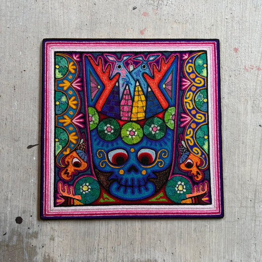 Mexican Folk Art Huichol Indian Yarn Painting by Luis Castro PP9254 Oaxaca