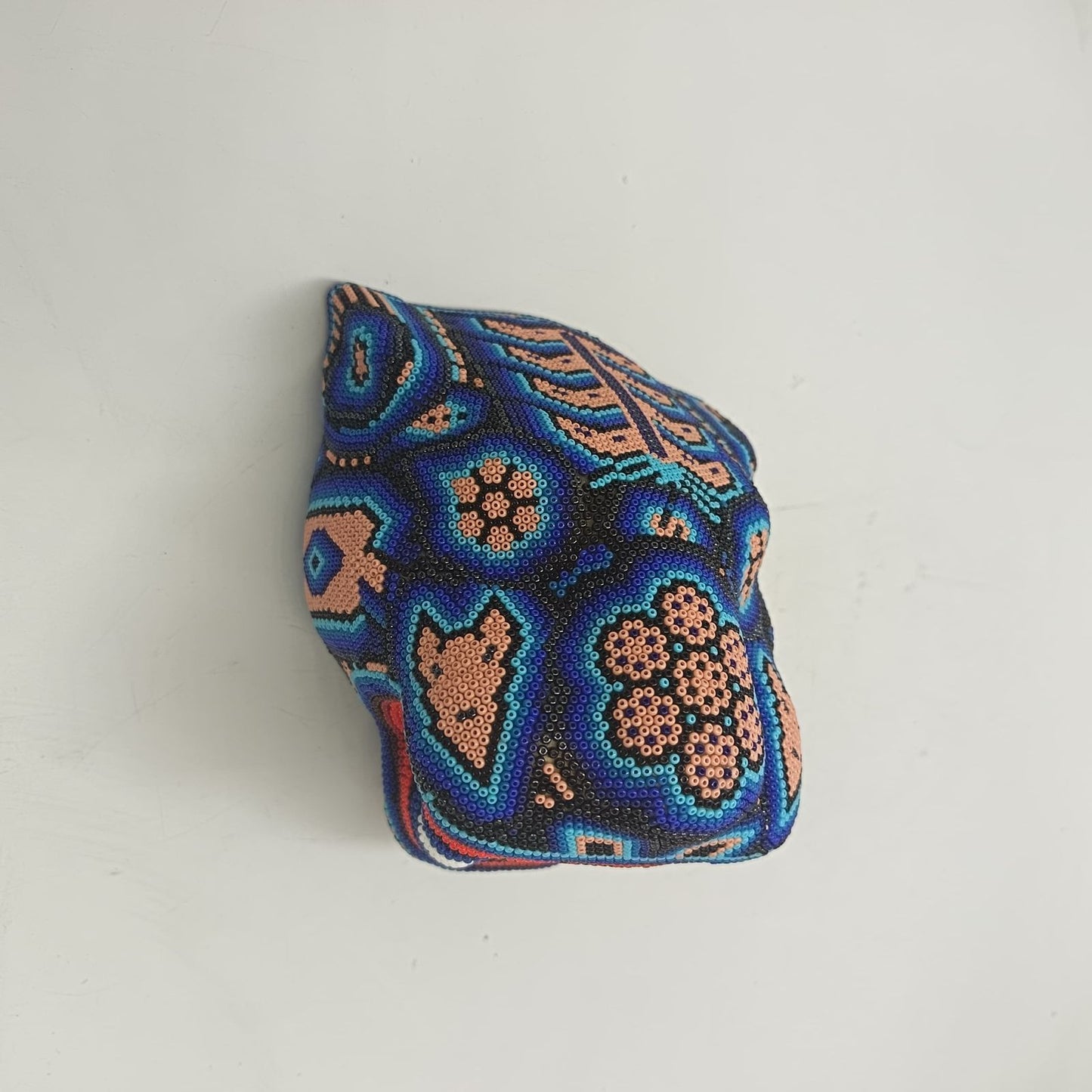 Mexican Huichol Hand Beaded Jaguar Head By Honorio Villa Lopez PP9269