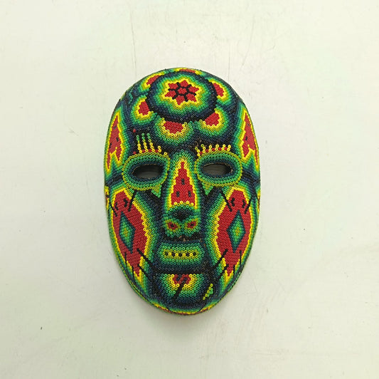 Mexican Huichol Hand Beaded Mask By Honorio Villa Lopez PP9271
