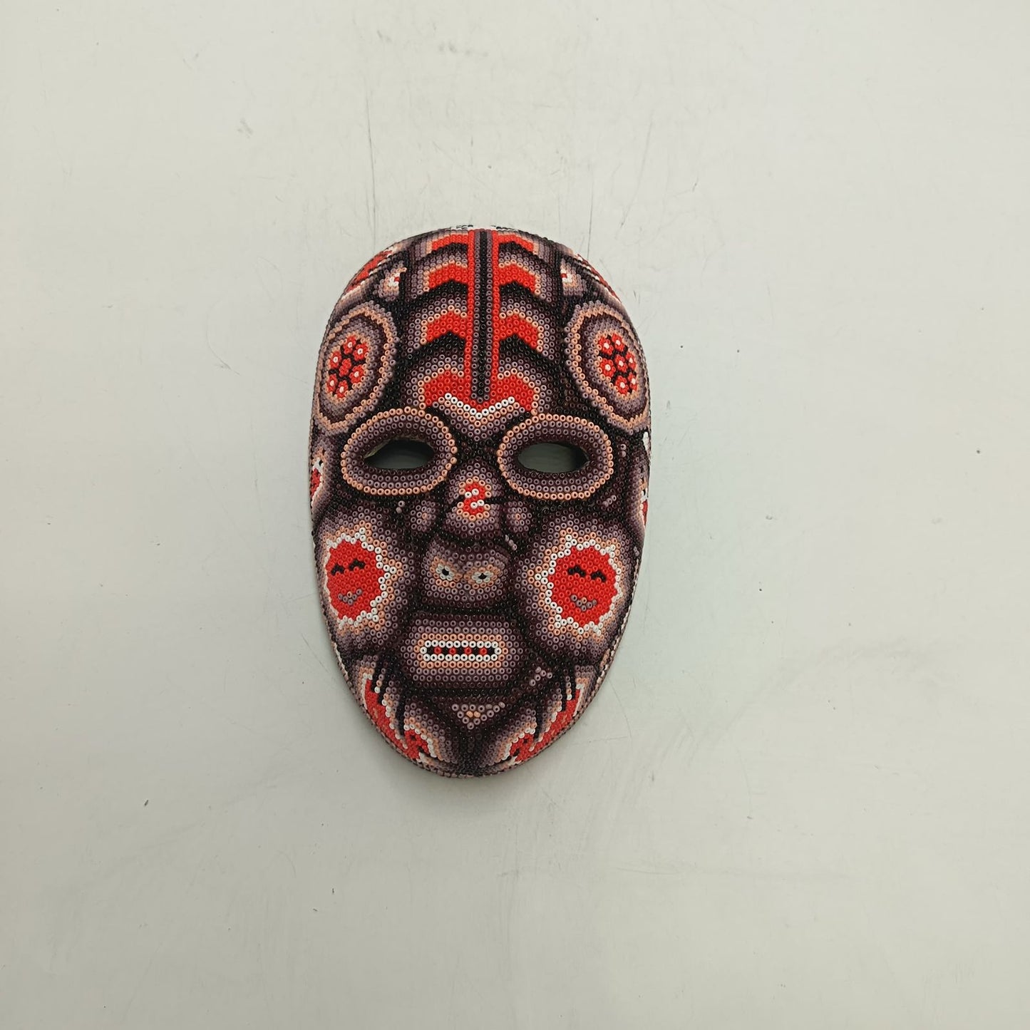 Mexican Huichol Hand Beaded Mask By Honorio Villa Lopez PP9272