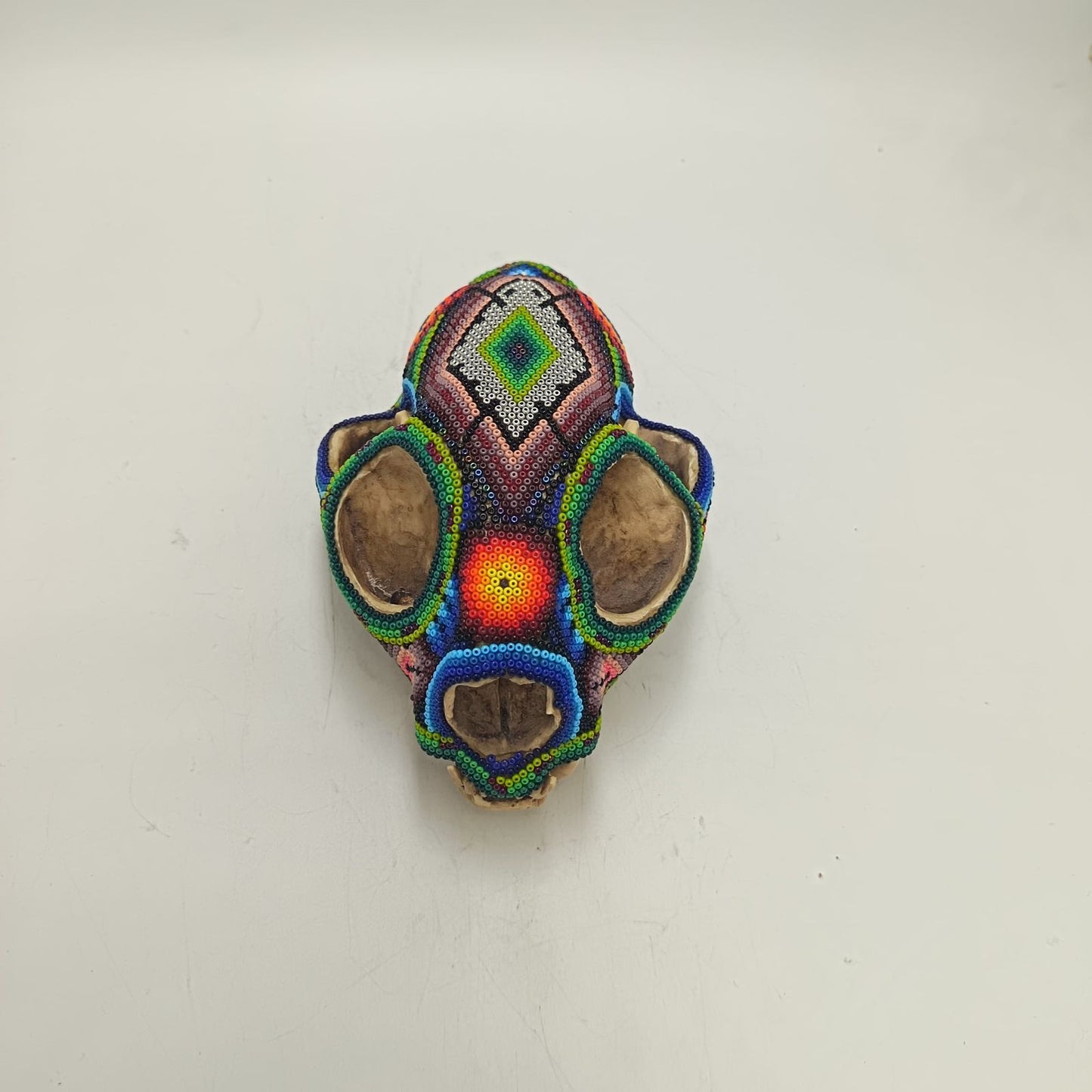 Mexican Huichol Hand Beaded Wildcat By Honorio Villa Lopez PP9374