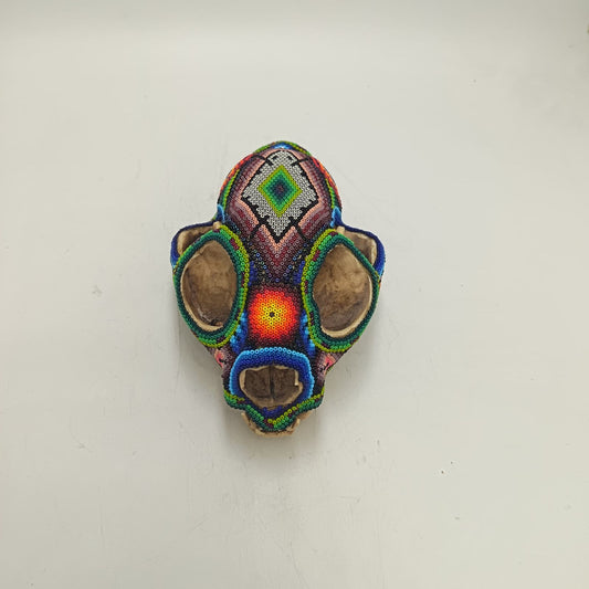 Mexican Huichol Hand Beaded Wildcat By Honorio Villa Lopez PP9374