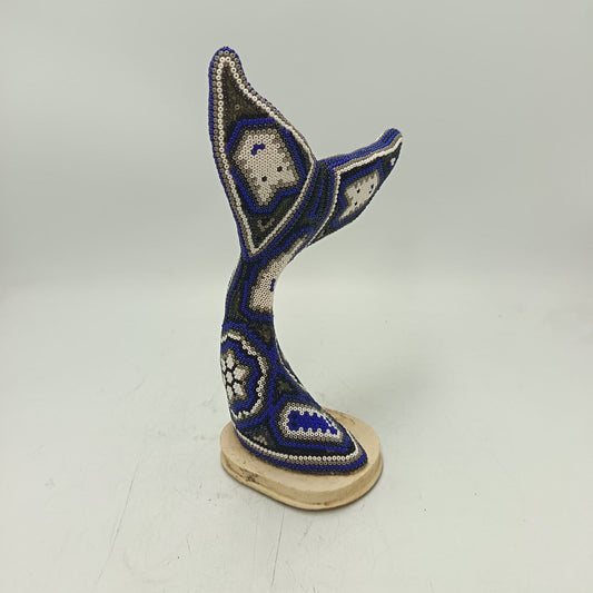 Mexican Folk Art Huichol Beaded Whale Tail By Honorio Villa Lopez PP9277