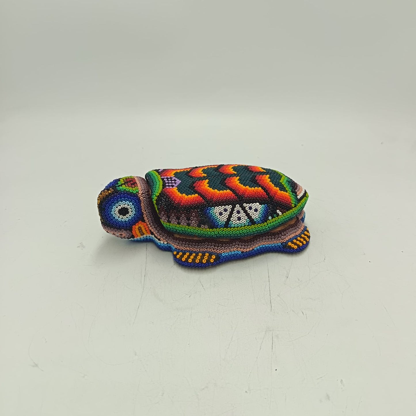 Mexican Huichol Hand Beaded Turtle Jeweler By Honorio Villa Lopez PP9279