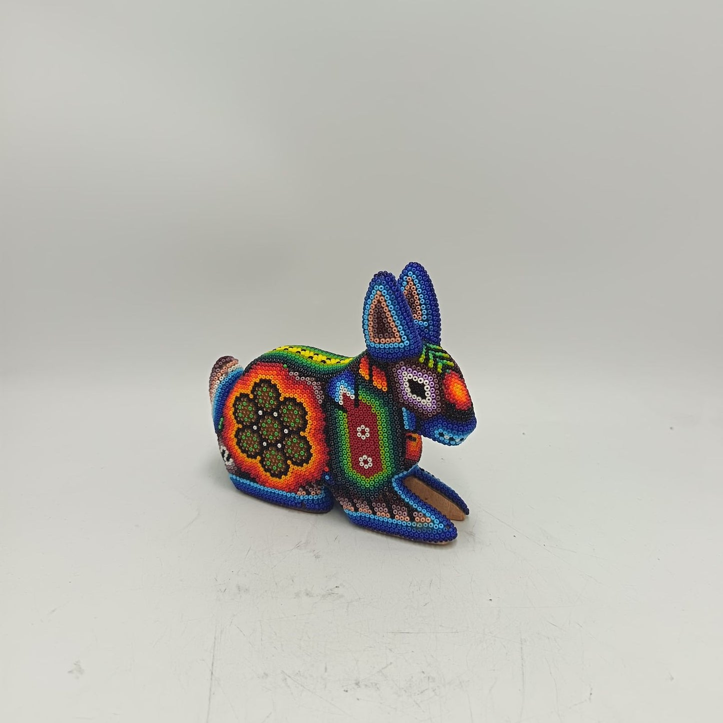 Mexican Folk Art Huichol Beaded Rabbit By Honorio Villa Lopez PP9281