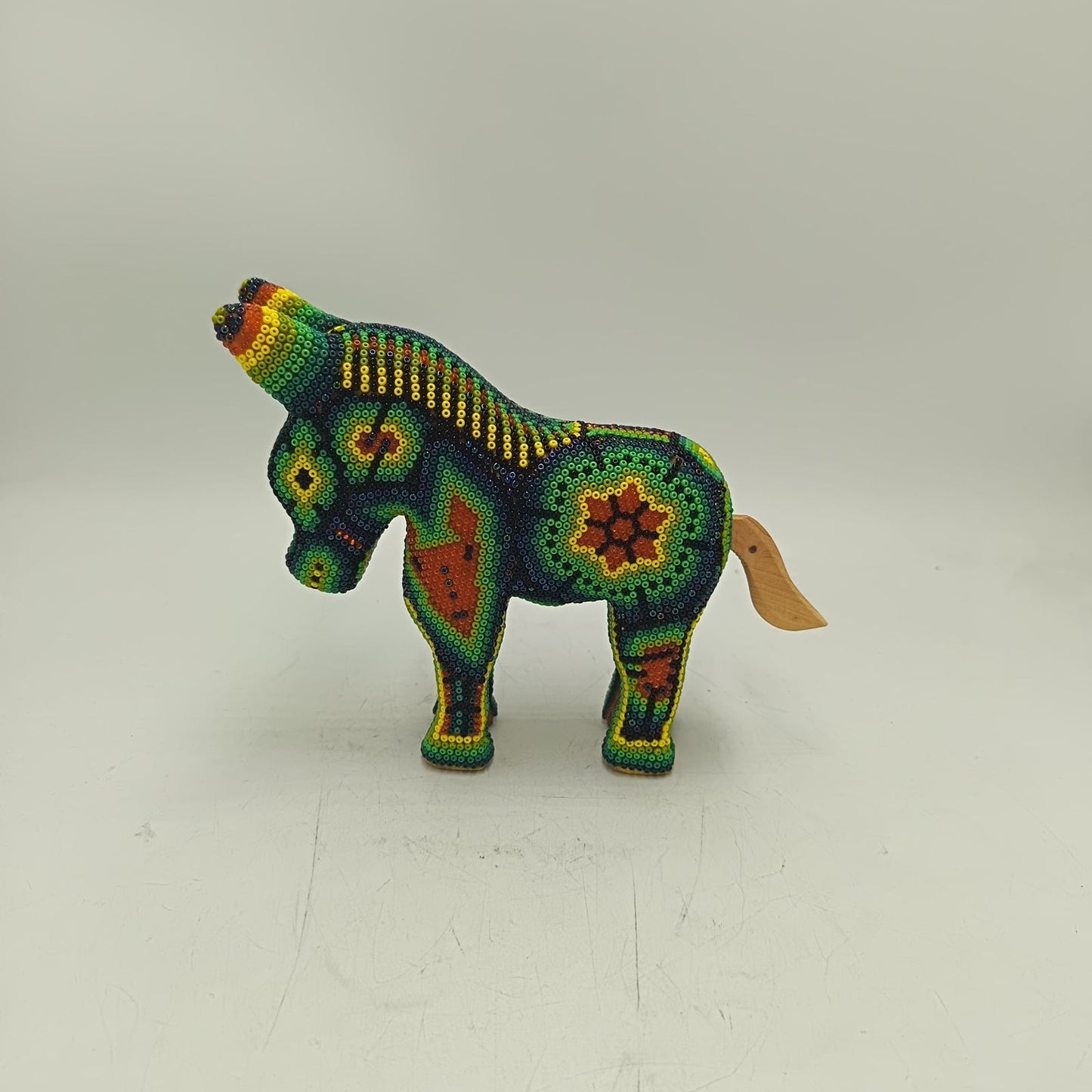 Mexican Folk Art Huichol Beaded Donkey By Honorio Villa Lopez PP9285