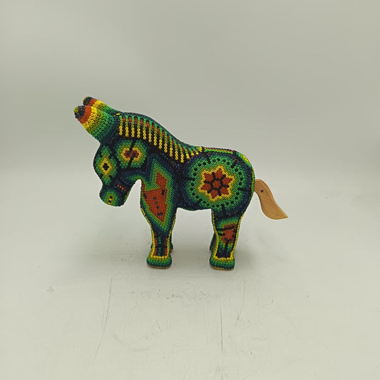 Mexican Folk Art Huichol Beaded Donkey By Honorio Villa Lopez PP9285
