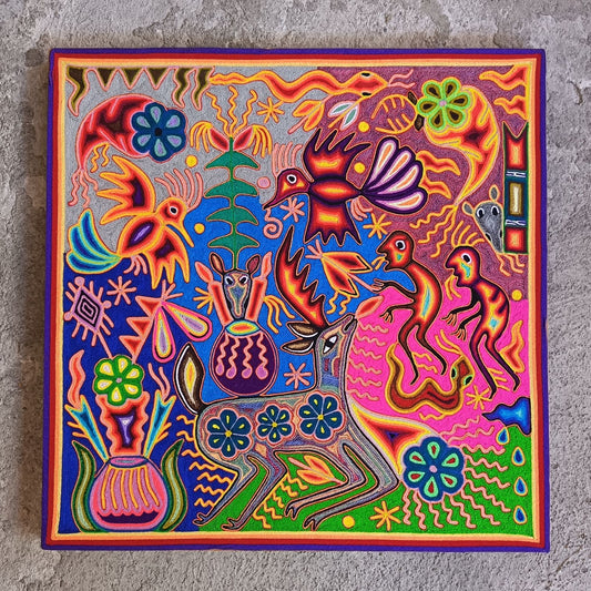 Huichol Yarn Painting Mexican Folk Art By Hilaria Chavez Carrillo PP9290