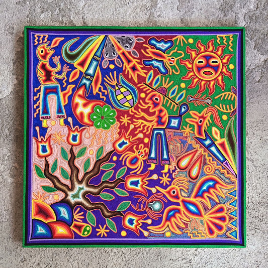 Huichol Yarn Painting Mexican Folk Art By Hilaria Chavez Carrillo PP9291