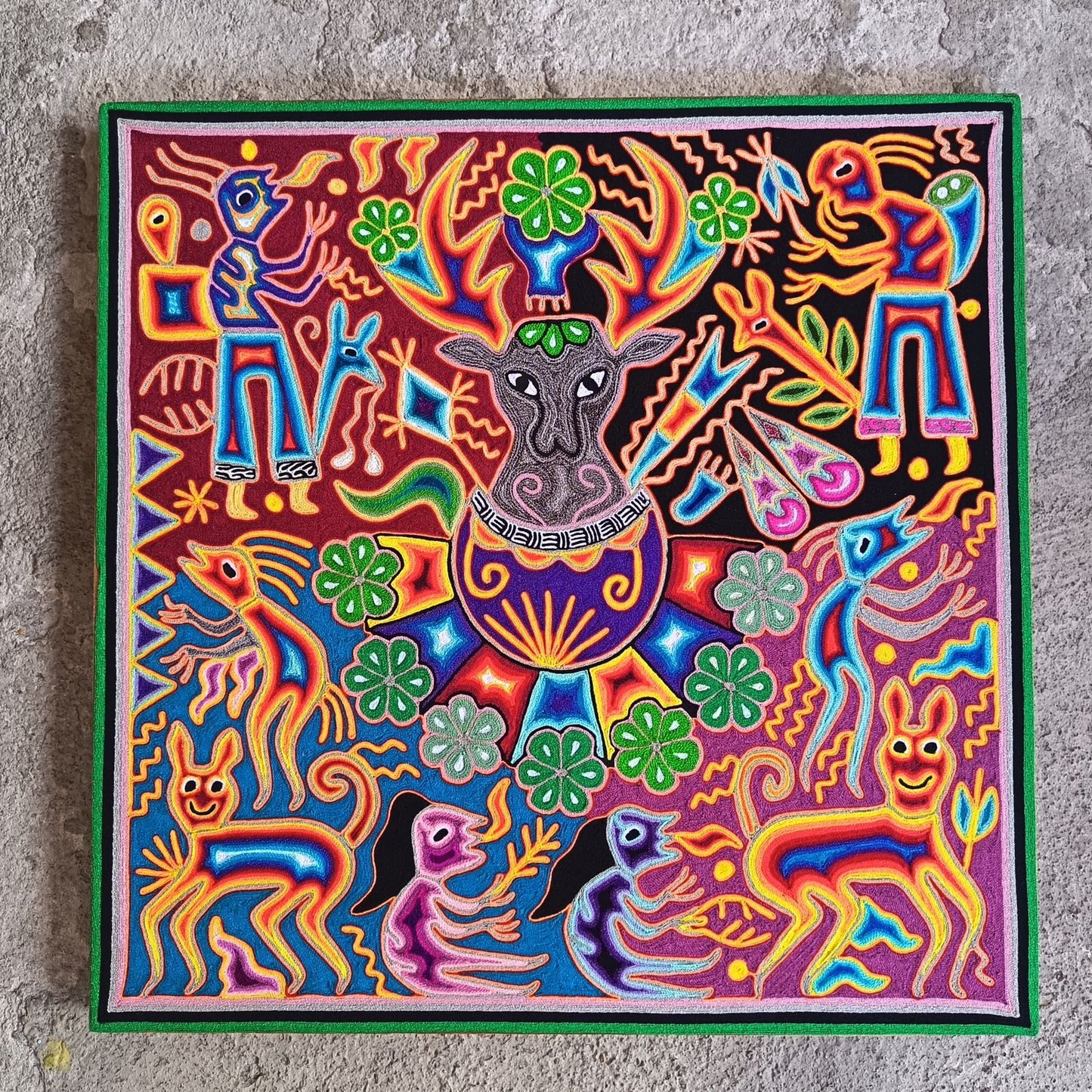 Huichol Yarn Painting Mexican Folk Art By Hilaria Chavez Carrillo PP9292