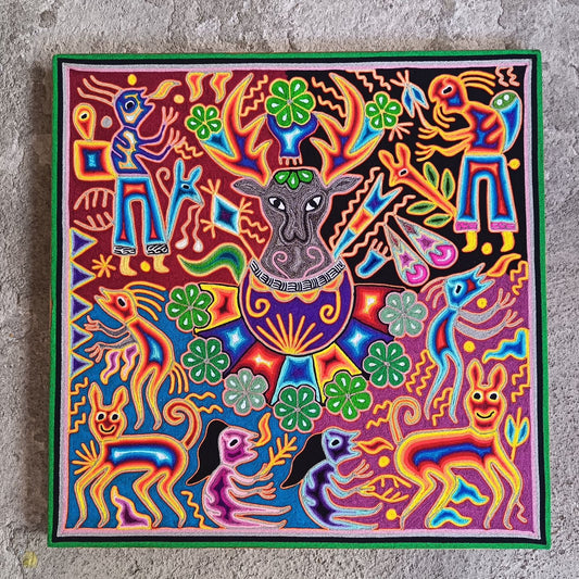 Huichol Yarn Painting Mexican Folk Art By Hilaria Chavez Carrillo PP9292