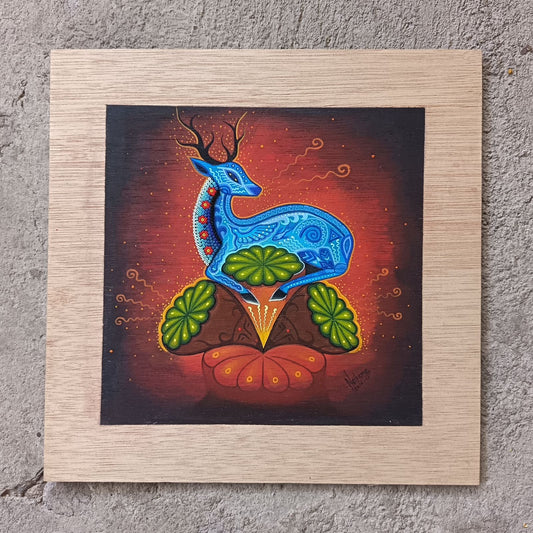 Huichol Mexican Folk Art Yarn Painting by Neikame PP9294