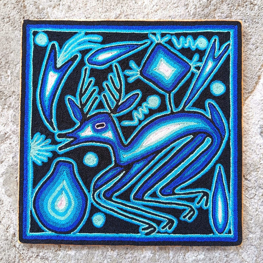 Mexican Folk Art Huichol Yarn Painting by Cooperativa Zitacua PP9315