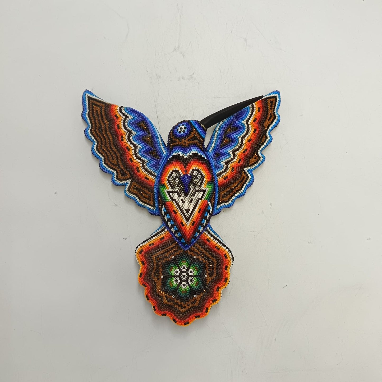 Mexican Huichol Hand Beaded Hummingbird By Santos Bautista PP9331