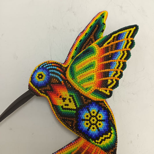 Mexican Huichol Hand Beaded Hummingbird By Santos Bautista PP9332