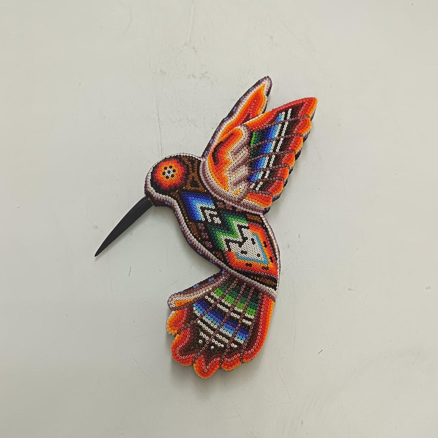Mexican Huichol Hand Beaded Hummingbird By Santos Bautista PP9333
