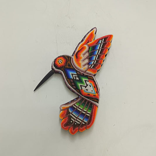 Mexican Huichol Hand Beaded Hummingbird By Santos Bautista PP9333