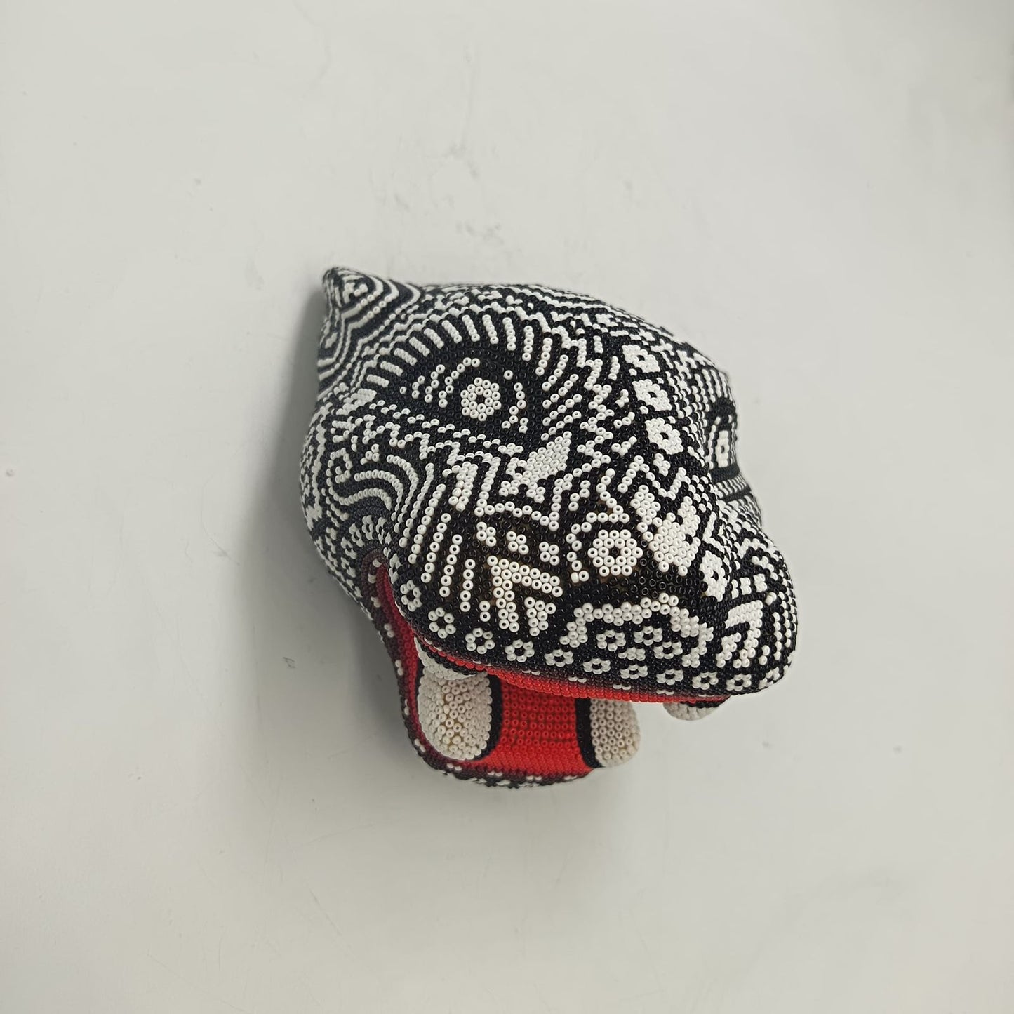 Mexican Huichol Hand Beaded Jaguar Head By Santos Bautista PP9335