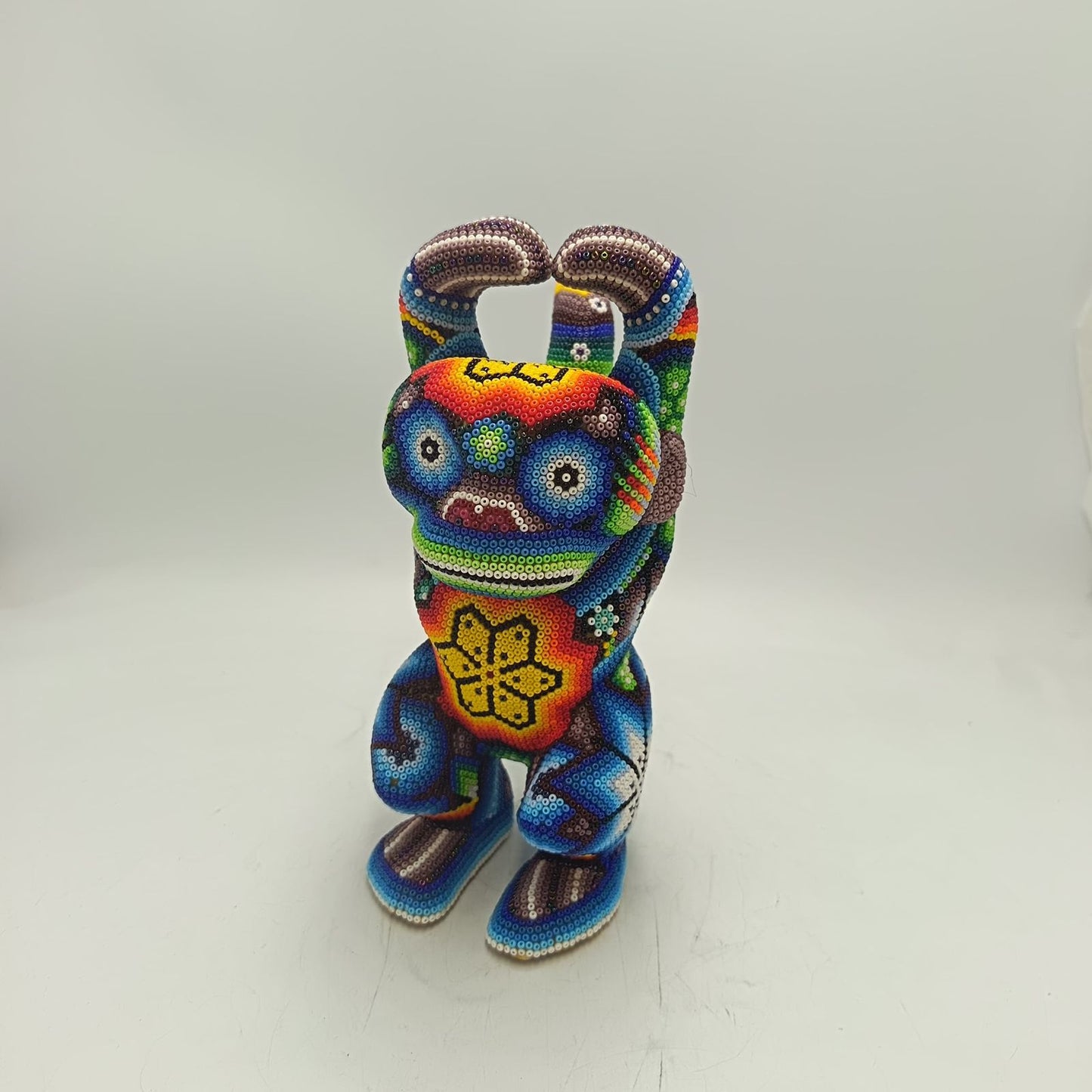 Mexican Folk Art Huichol Beaded Monkey By Santos Bautista PP9341
