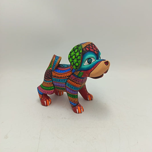 Mexican Oaxacan Wood Carving Dog By Ivan Fuentes PP9354