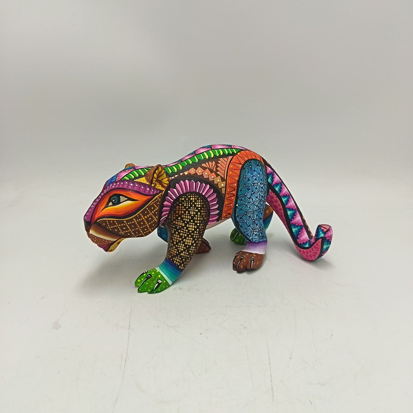 Mexican Oaxacan Wood Carving Jaguar By Ivan Fuentes PP9358