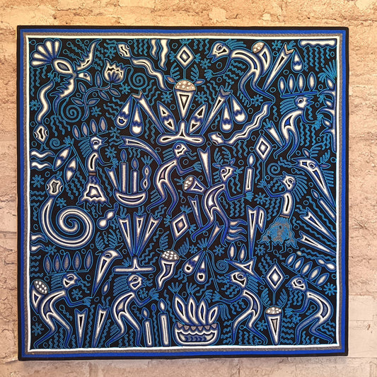 Mexican Folk Art Huichol Yarn Painting by Cooperativa Zitacua PP9348